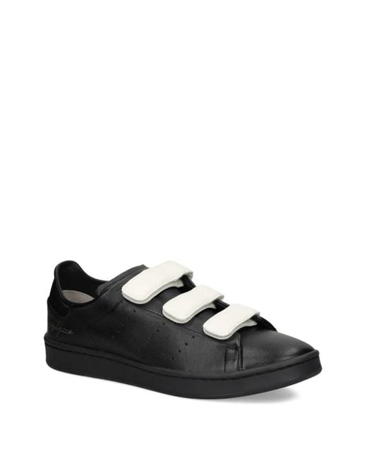 Y-3 Black Leather Strap Sneakers