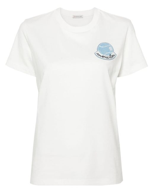 Moncler T-shirt Met Logopatch in het White