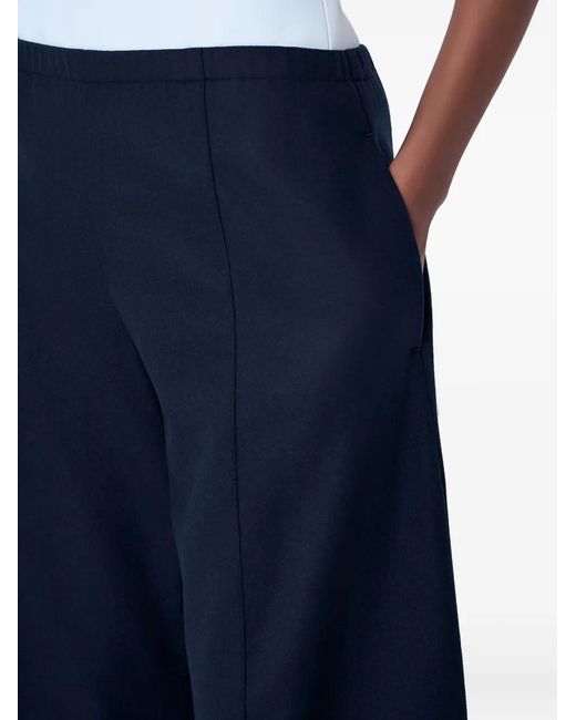 Khaite Blue Elasticated Wide-Leg Palazzo Pants