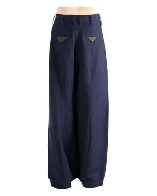Uma Wang Blue Paw Pleated-Front Trousers for men