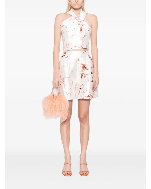 Saiid Kobeisy White Printed Flared Shorts
