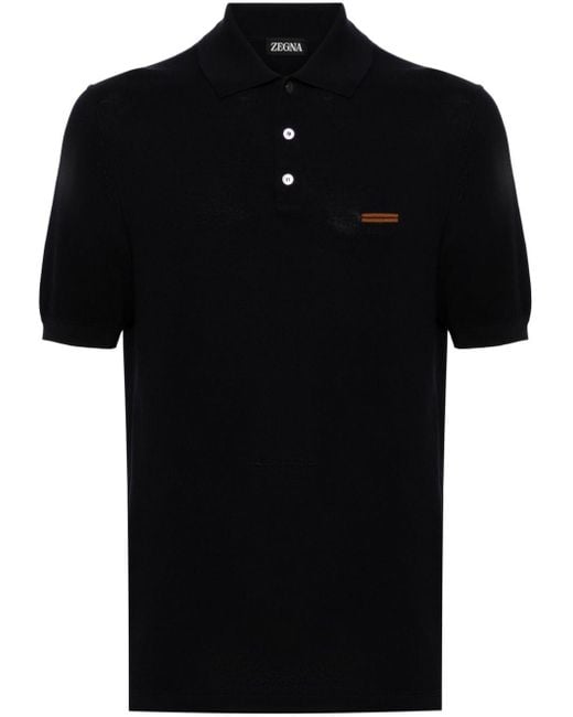 Zegna Black Cotton Piqué Polo Shirt for men