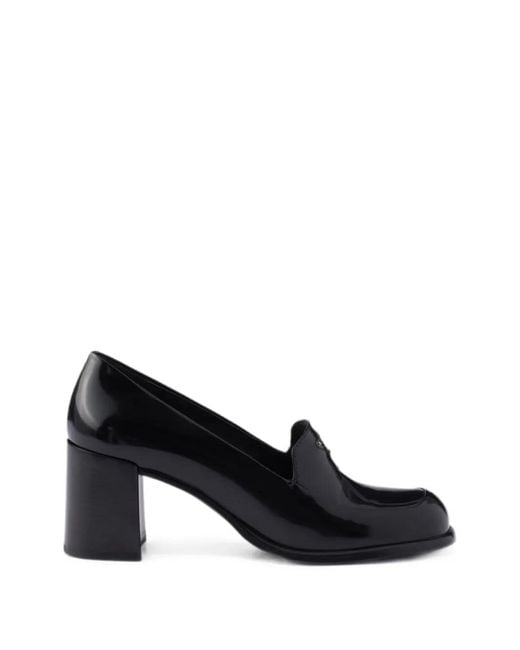 Prada Black Brushed Leather Loafers