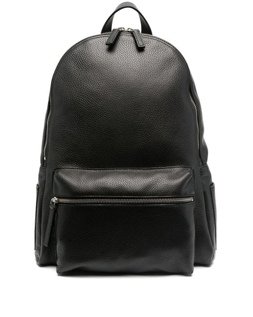 Orciani Black Leather Backpack