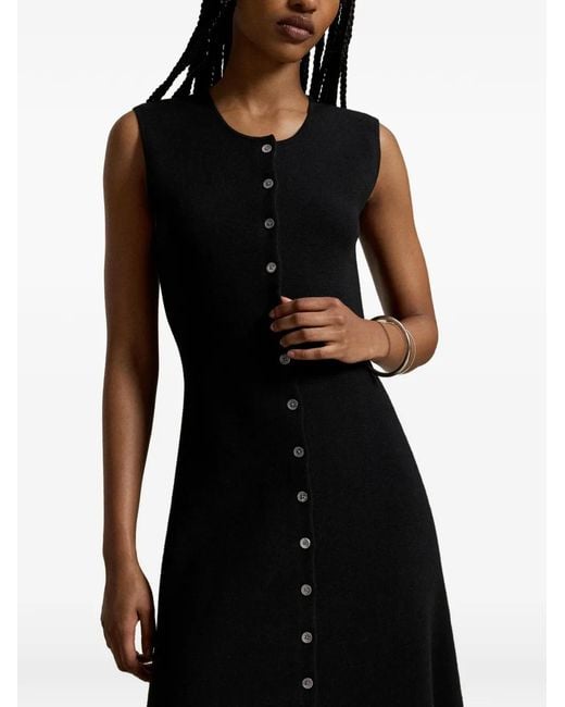 Polo Ralph Lauren Black Sleeveless Buttoned Midi Dress