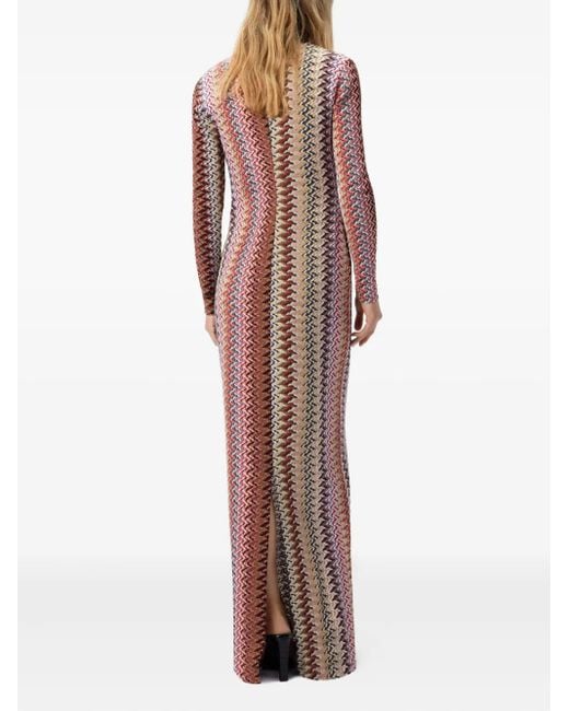 Missoni Brown Chevron-Pattern Maxi Dress