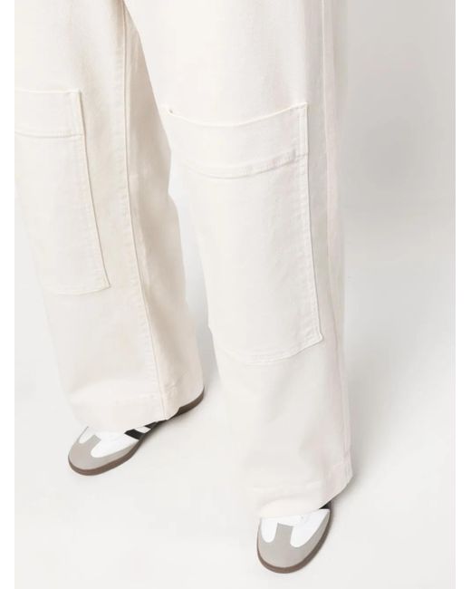 P.A.R.O.S.H. White Multiple-Pockets High-Waisted Trousers
