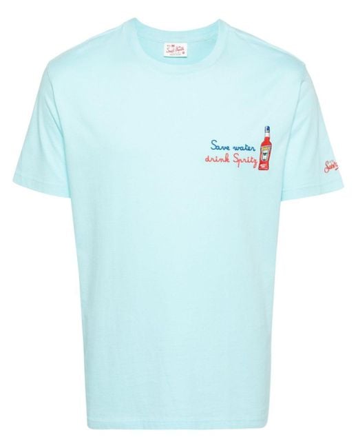 Camiseta con logo bordado de x Aperol Mc2 Saint Barth de hombre de color Blue