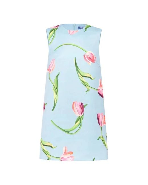LEO LIN Blue Yvonne Tulip-Print Mini Dress