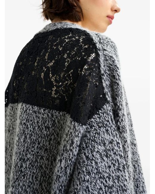 Essentiel Antwerp Gray Lace-Insert Cardigan