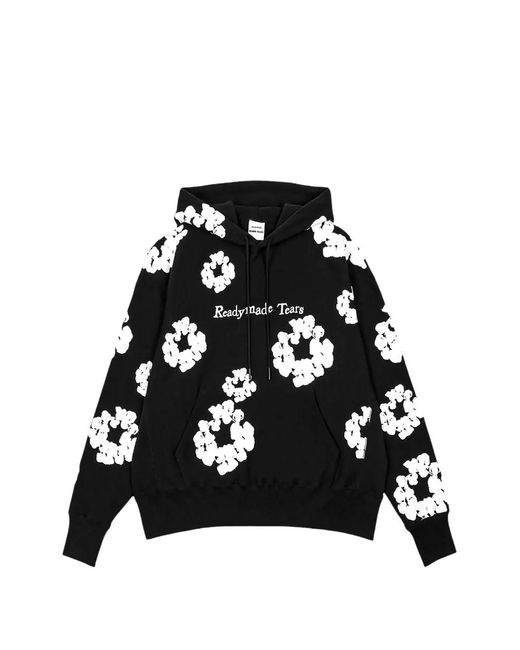 DENIM TEARS Black Hooded Wreath Hoodie for men