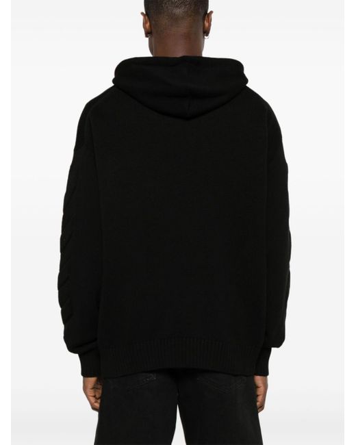 Off-White c/o Virgil Abloh Black Embossed-logo Knitted Hoodie for men