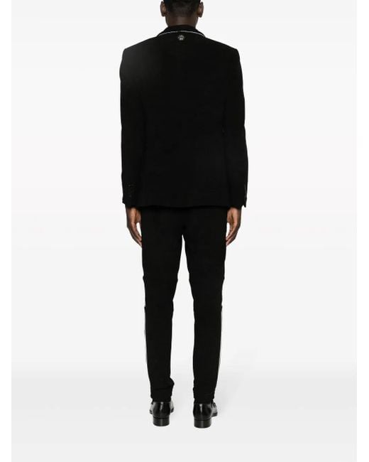 Philipp Plein Black Single-Breasted Chenille Suit for men
