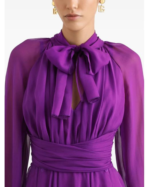 Dolce & Gabbana Purple Chiffon Draped Mini Dress