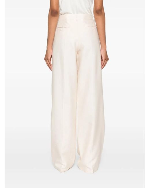 Magda Butrym White Wide-Leg Silk Trousers