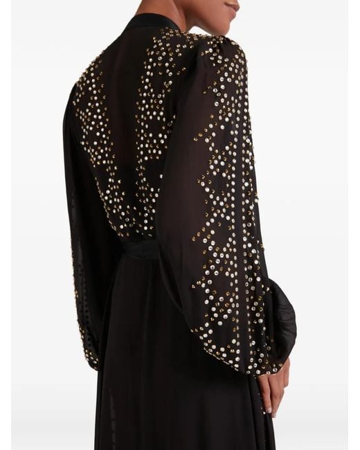 Temperley London Black Oberon Crystal-Embellished Maxi Dress