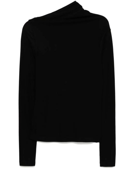 Totême  Black Draped Jersey Top