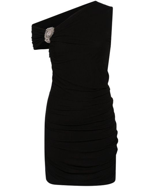 Alexander McQueen Asymmetrische Mini-jurk Met Kristallen Knoop in het Black