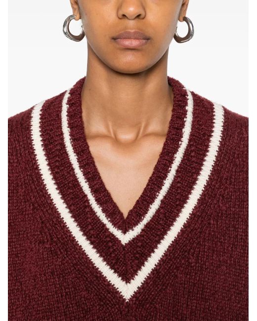 Pull À Col V Moncler en coloris Red