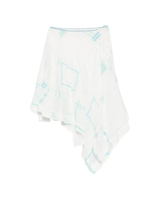 Damson Madder White Corinne Embroidered Midi Skirt