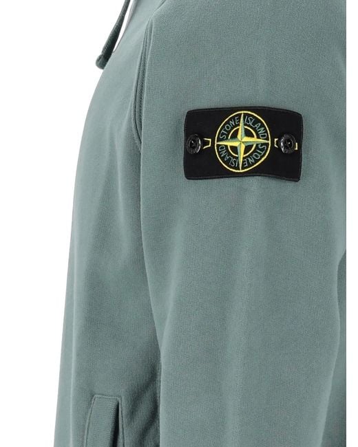 Stone Island Blue Compass-Patch Garment-Dyed Hoodie for men
