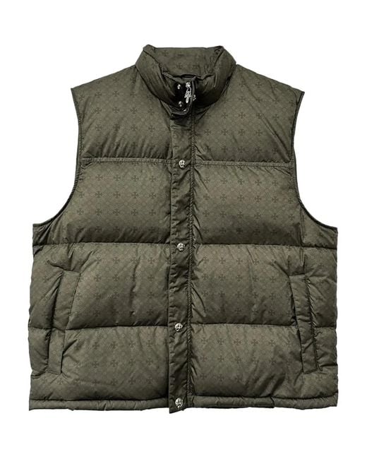 Chrome Hearts Green Monogram-Pattern Padded Gilet for men