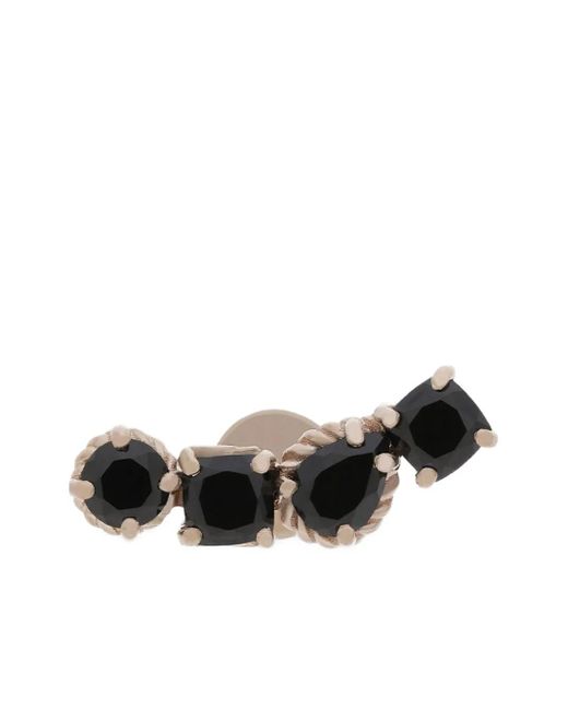 Dolce & Gabbana Black Einzelner 18Kt Weißgoldohrring Mit Schwarzem Spinell