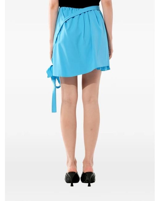 Balenciaga Blue Georgette Knot-Detail Skirt
