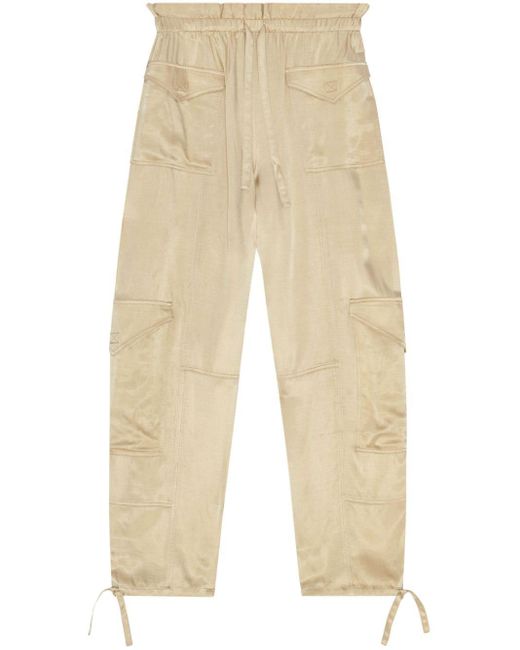 Pantalones con cinturilla elástica Ganni de color Natural