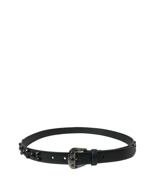 Dolce & Gabbana White Crystal-Embellished Engraved-Buckle Belt