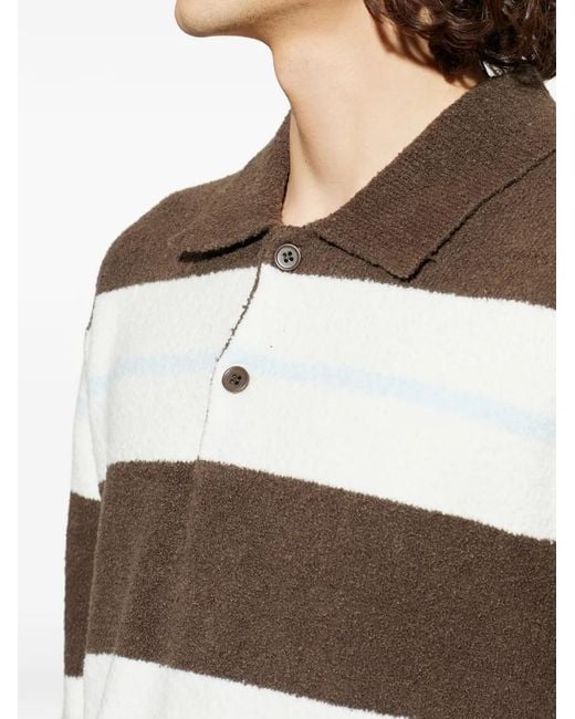 Samsøe & Samsøe Black Polo Rayé À Boutonnière Devant for men