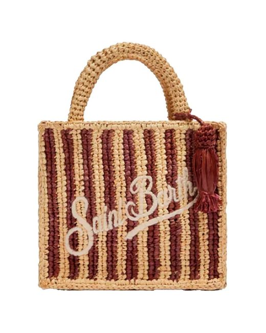 Mc2 Saint Barth Brown Sac Cabas Rayé À Broderies