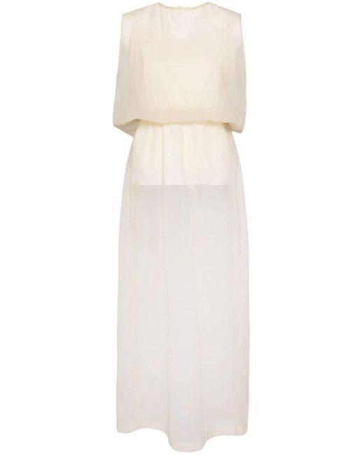 Layered semi-sheer maxi dress Uma Wang de color White