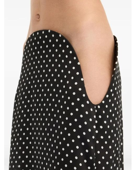 Jean Paul Gaultier Black Polka Dot Asymmetric-Waist Midi Silk Skirt
