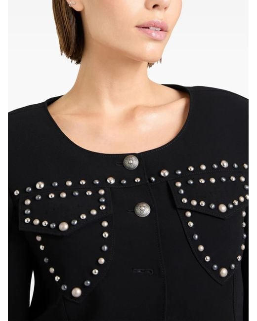 Cinq À Sept Black Olga Studded Cropped Jacket