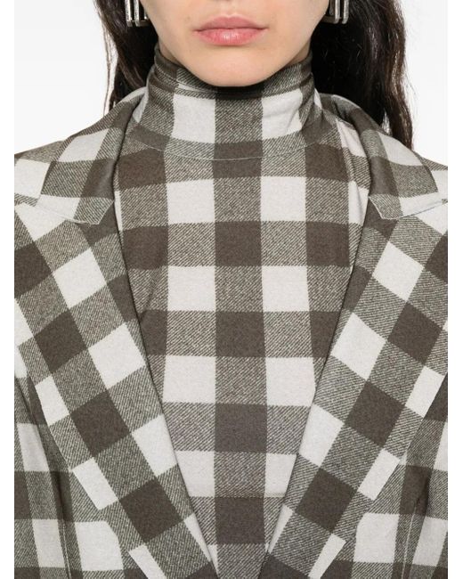 Norma Kamali Gray Checked Single-Breasted Blazer