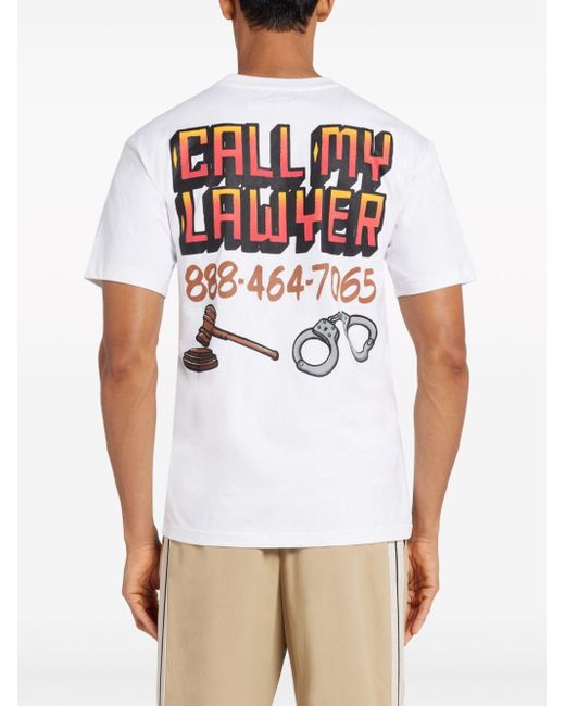 Market White Call My Lawyer Cotton T-shirt for men