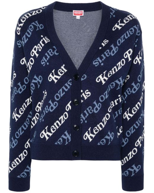 KENZO Verdy Cropped Vest Met Intarsia Logo in het Blue