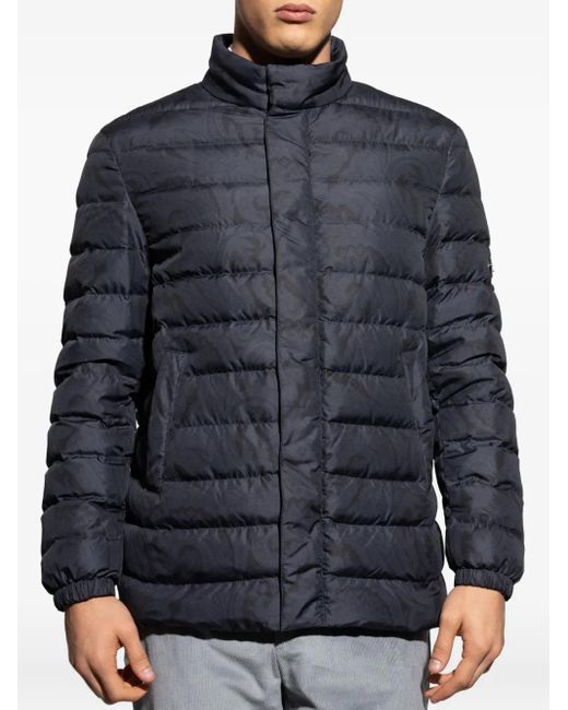 Etro Blue Down Jacket With Stand-up Collar, for men