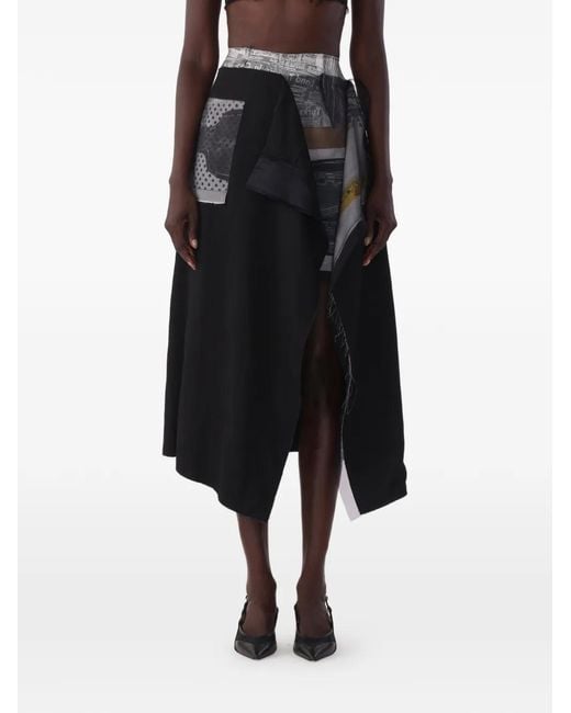 Jason Wu Black X Robert Rauschenberg Collage Sheephead-Artwork Midi Skirt