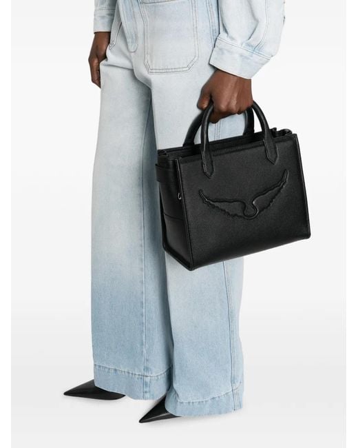 Zadig & Voltaire Angel Tote Xs Grained Leather in Black | Lyst
