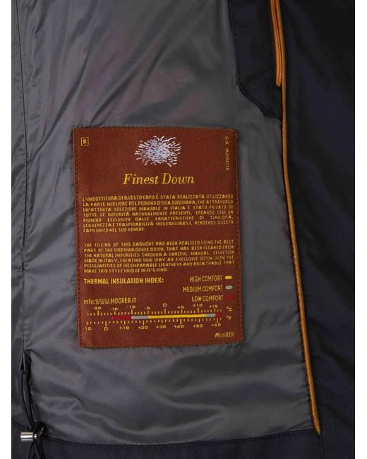 Moorer Blue Hooded Padded Jacket for men