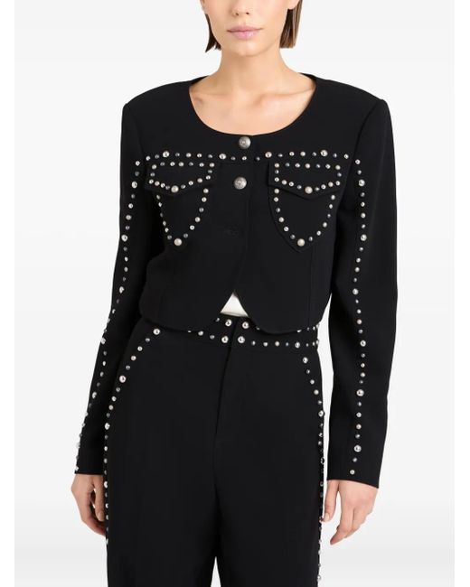 Cinq À Sept Black Olga Studded Cropped Jacket