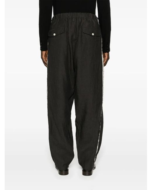Yohji Yamamoto Black Seam-Detail Tapered Trousers for men