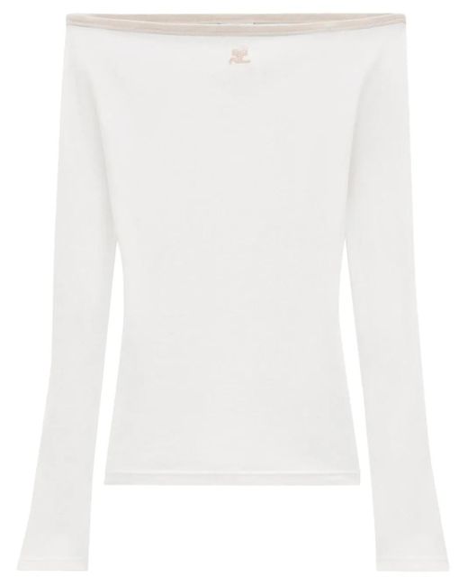 Courreges ボートネック トップ White