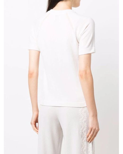 Barrie White Short-Sleeve Cashmere Top