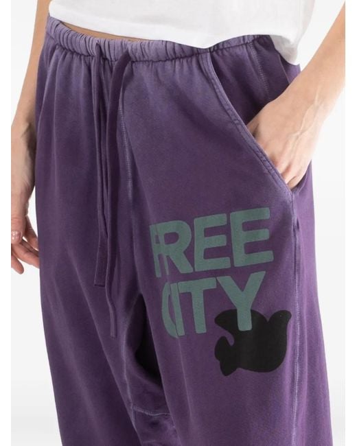 Freecity Purple Drawstring Lettering Track Pants