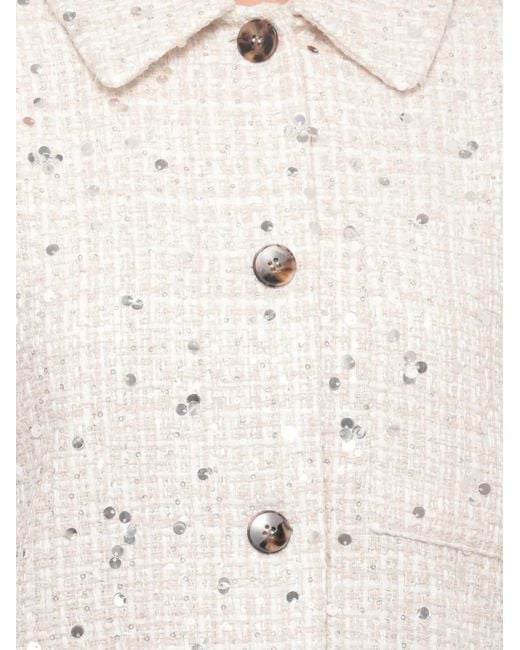 Emme White Sequin-Embellished Tweed Jacket