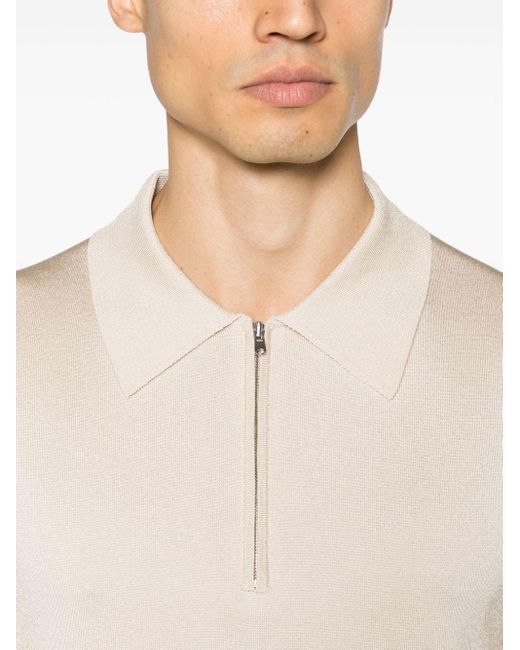 Sandro Natural Short-zip Piqué-weave Polo Shirt for men