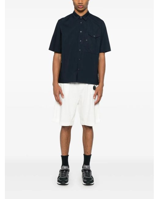 C P Company Blue Logo-Embroidered Shirt for men